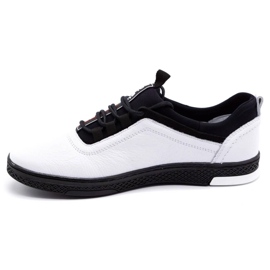 Polbut Chaussures casual en cuir pour hommes K24 blanches avec dessous noir 1