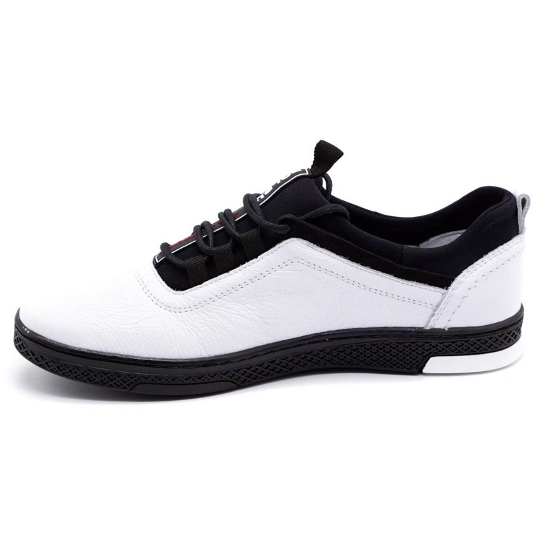 Polbut Chaussures casual en cuir pour hommes K24 blanches avec dessous noir 1