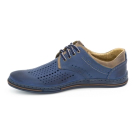 Polbut Chaussures en cuir pour hommes 402 été bleu marine avec marron 1