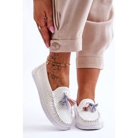 Mocassins Femme Cuir Ajouré Blanc Lanzarot blanche 1