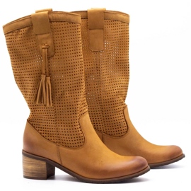 Olivier Boots ajourées femme D44 camel brun 2