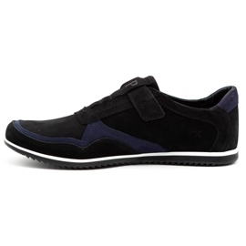 Polbut Chaussures décontractées en cuir pour hommes 2102/2 noir avec bleu marine 1