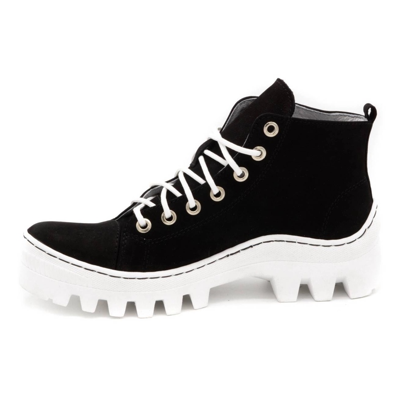 Polbut Bottes en cuir pour femmes D1 noir avec blanc 1