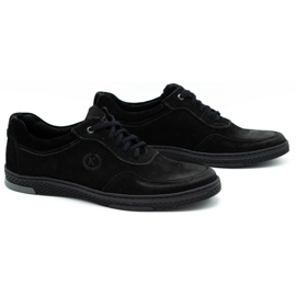 KOMODO Chaussures décontractées pour hommes en cuir noir 918K le noir 2