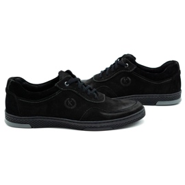 KOMODO Chaussures décontractées pour hommes en cuir noir 918K le noir 5