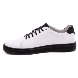 Polbut Chaussures en cuir pour hommes 2109 blanc avec noir blanche 1
