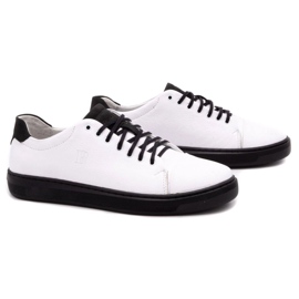 Polbut Chaussures en cuir pour hommes 2109 blanc avec noir 2