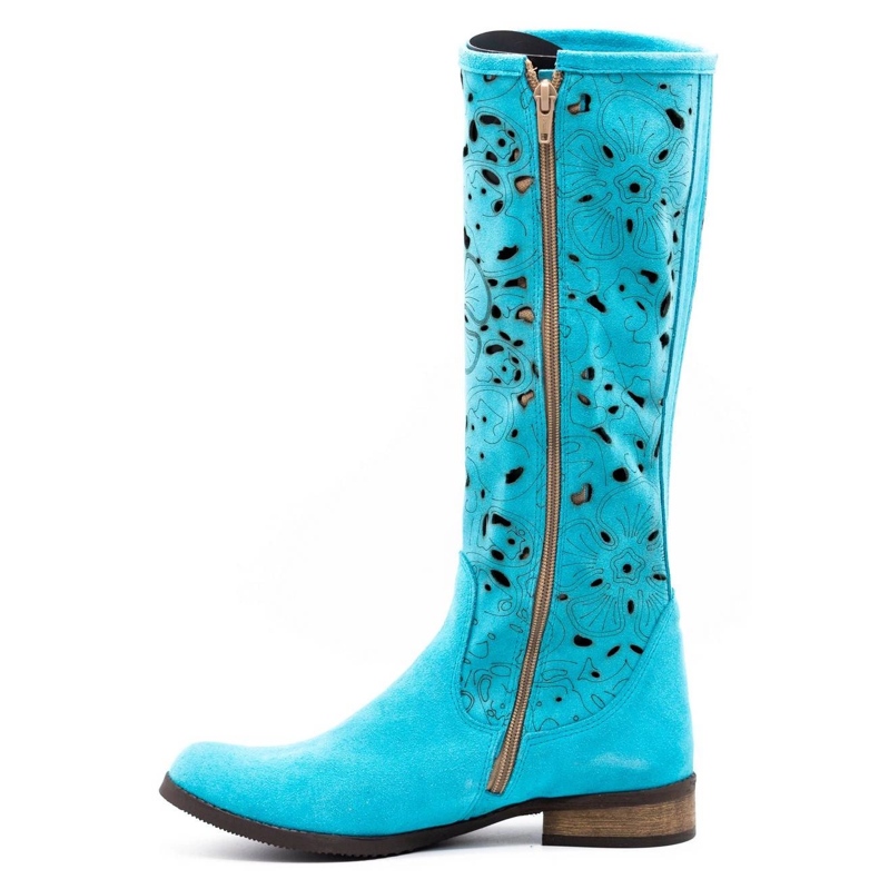 Olivier Bottines ajourées femme Fleurs turquoises bleu 1