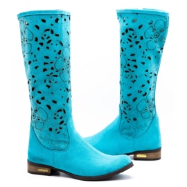 Olivier Bottines ajourées femme Fleurs turquoises bleu 3