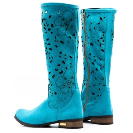 Olivier Bottines ajourées femme Fleurs turquoises bleu 4