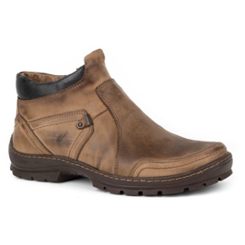 Olivier Bottes d'hiver en cuir pour hommes 352MP marron brun 1