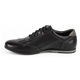 Kampol Chaussures casual en cuir pour hommes 64/15 noir le noir 1