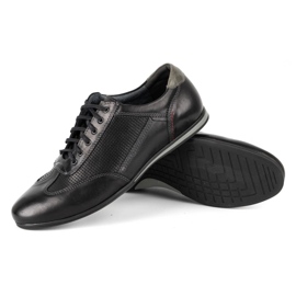 Kampol Chaussures casual en cuir pour hommes 64/15 noir le noir 3