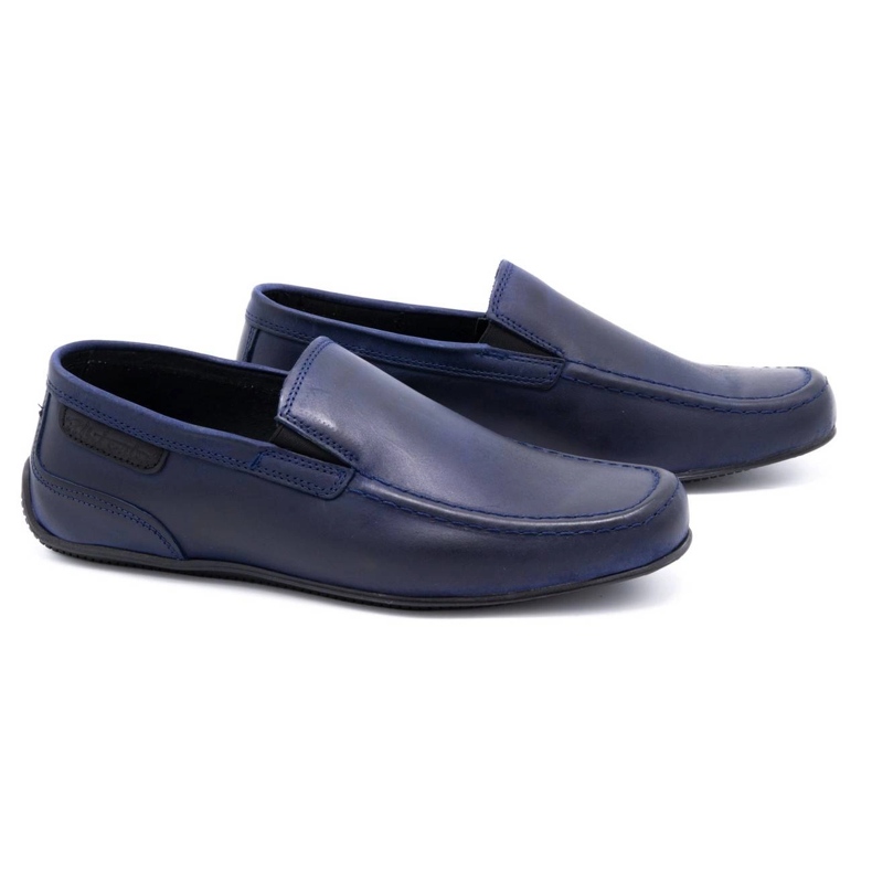 Polbut Mocassins homme cuir grainé 2105 bleu marine 2