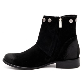Exquisite Bottines femme en cuir avec clous 1198 noir le noir 1