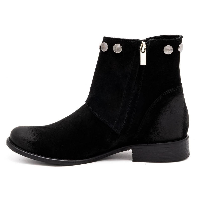 Exquisite Bottines femme en cuir avec clous 1198 noir 1