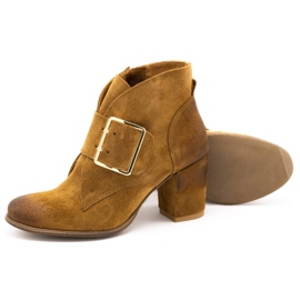 Exquisite Bottines femme en cuir avec boucle talon haut 1262EX camel brun 3
