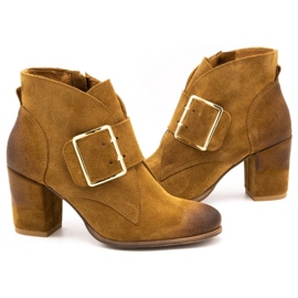 Exquisite Bottines femme en cuir avec boucle talon haut 1262EX camel brun 5