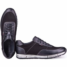 Kampol Chaussures casual en cuir pour hommes 31/3 noir 1