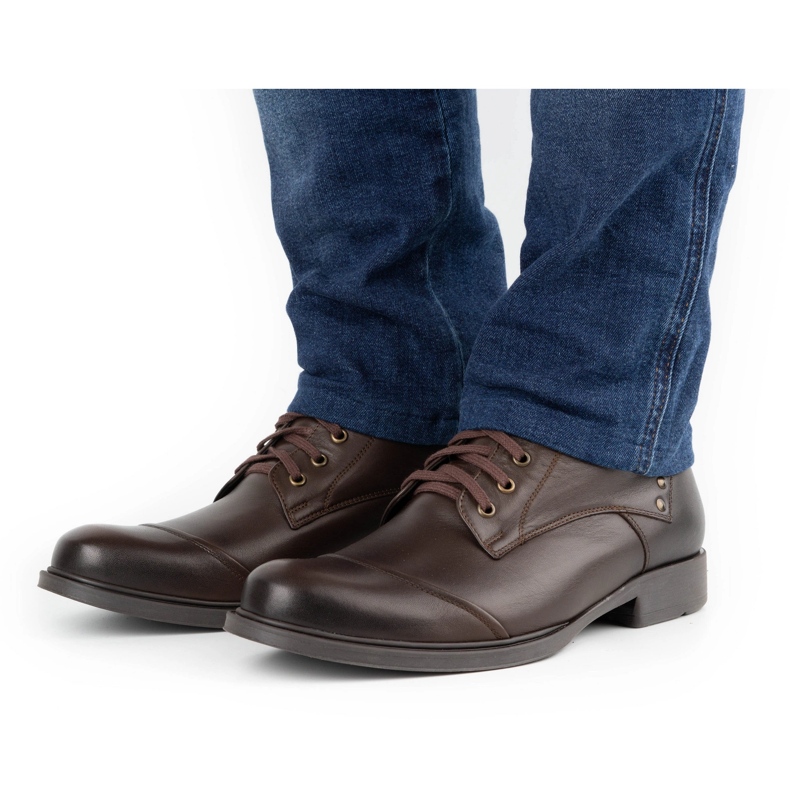 Olivier Bottes d'hiver en cuir pour hommes 7005KB marron brun 1