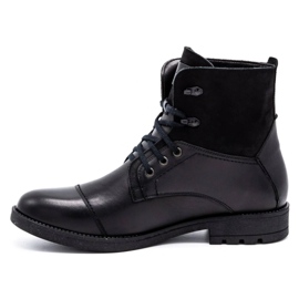 Olivier Bottes d'hiver en cuir pour hommes 7004KB noir 1