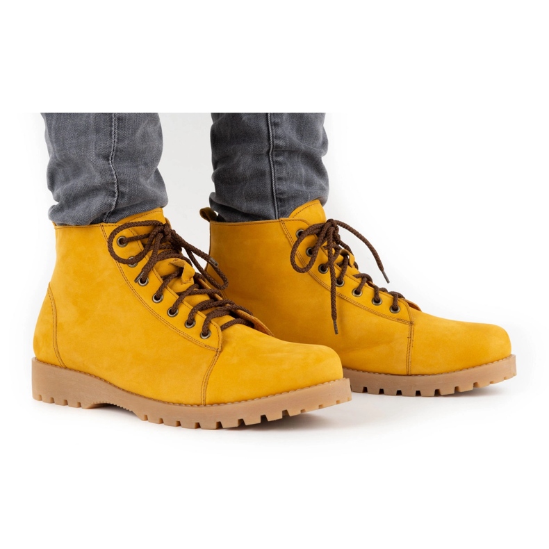 Olivier Bottes d'hiver en cuir homme 7001KB camel nubuck jaune 1