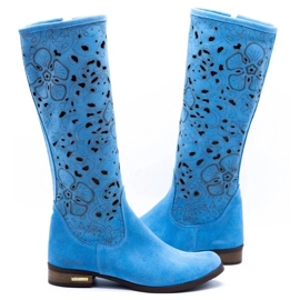 Olivier Bottines ajourées femme Fleurs bleues 3