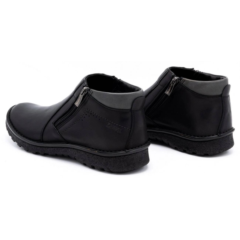 Kampol Chaussures homme bottines cuir 130KA noir 1