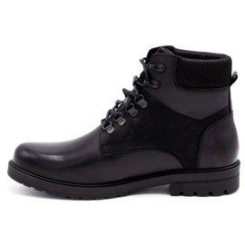 Olivier Bottes d'hiver en cuir pour hommes 7002KB noir le noir 1