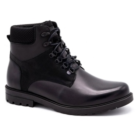 Olivier Bottes d'hiver en cuir pour hommes 7002KB noir le noir 2