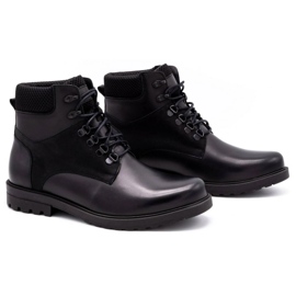 Olivier Bottes d'hiver en cuir pour hommes 7002KB noir le noir 3