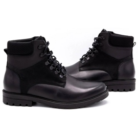 Olivier Bottes d'hiver en cuir pour hommes 7002KB noir le noir 6