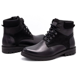 Olivier Bottes d'hiver en cuir pour hommes 7002KB noir le noir 7