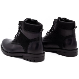 Olivier Bottes d'hiver en cuir pour hommes 7002KB noir le noir 8