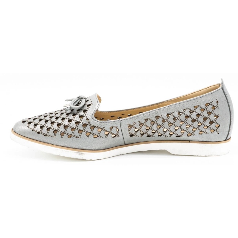 Cortesini Chaussures femme en cuir ajouré argent 02210 1