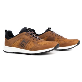 Polbut Chaussures décontractées en cuir pour hommes 2111P rouge multicolore jaune 3