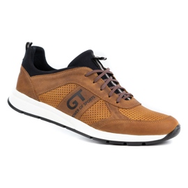Polbut Chaussures décontractées en cuir pour hommes 2111P rouge multicolore jaune 2