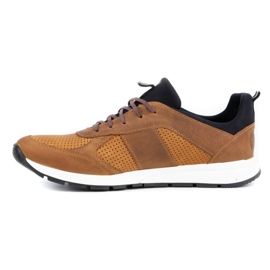 Polbut Chaussures décontractées en cuir pour hommes 2111P rouge multicolore jaune 1
