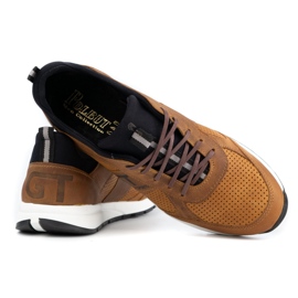 Polbut Chaussures décontractées en cuir pour hommes 2111P rouge multicolore jaune 5