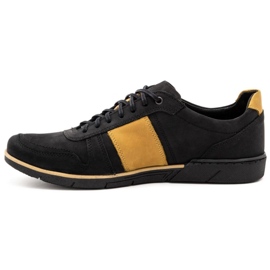 Polbut Chaussures décontractées en cuir pour hommes 2113 noir avec gingembre le noir jaune 1