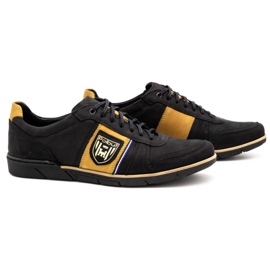 Polbut Chaussures décontractées en cuir pour hommes 2113 noir avec gingembre le noir jaune 3