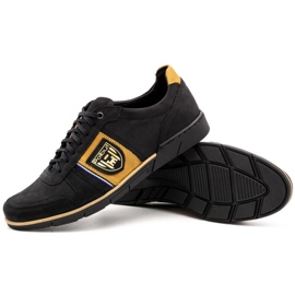 Polbut Chaussures décontractées en cuir pour hommes 2113 noir avec gingembre le noir jaune 4