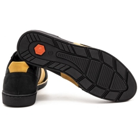 Polbut Chaussures décontractées en cuir pour hommes 2113 noir avec gingembre le noir jaune 5