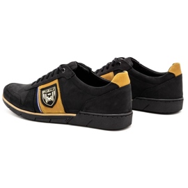 Polbut Chaussures décontractées en cuir pour hommes 2113 noir avec gingembre le noir jaune 7