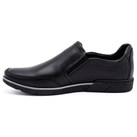 Polbut Chaussures en cuir à enfiler pour hommes 2115 noires 1