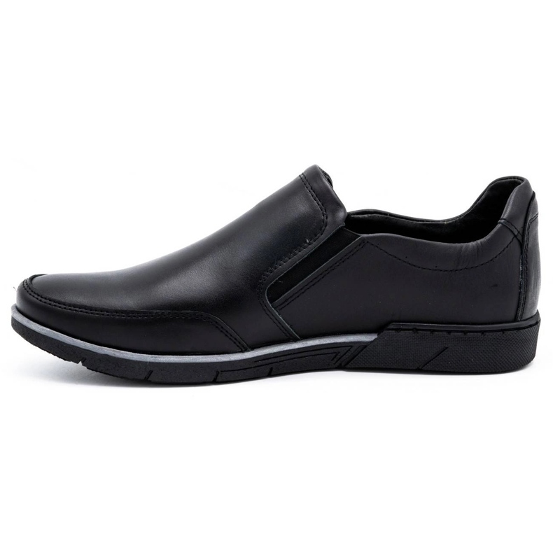 Polbut Chaussures en cuir à enfiler pour hommes 2115 noires 1