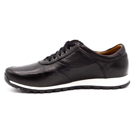 Olivier Chaussures décontractées en cuir pour hommes 902KNT noir 1
