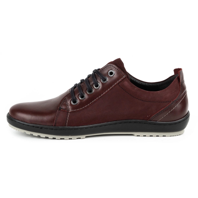 Kampol Chaussures casual cuir homme 61KAM bordeaux rouge 1