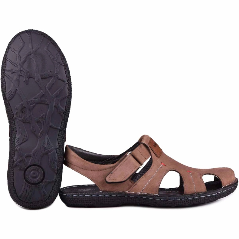 Kampol Sandales en cuir pour hommes 218 / OL Kam marron brun 1