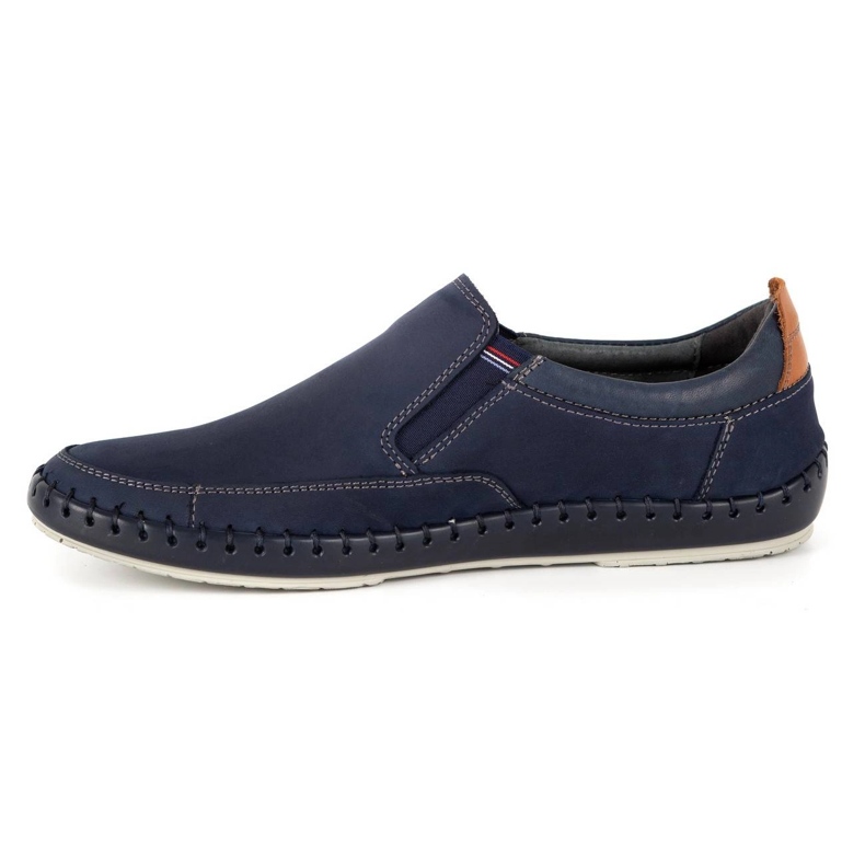 Kampol Mocassin homme cuir perforé 51KAM bleu marine 1